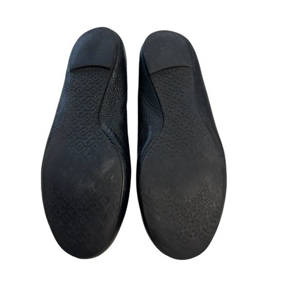 Tory Burch Pebble Black Leather Flats Size 8.5 - Picture 7 of 9